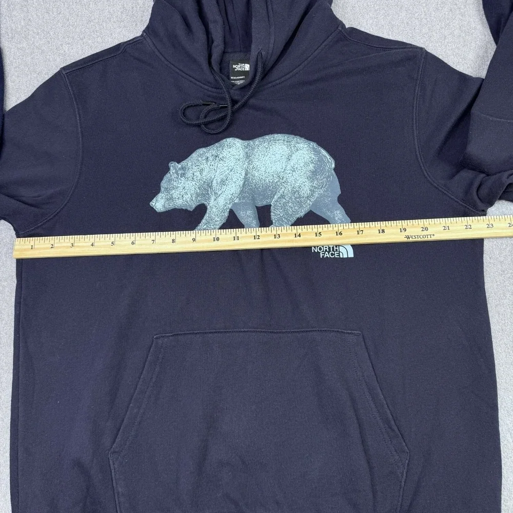 The North‎ Face Hoodie BEAR Graphic Logo Navy Blue Sweatshirt Men's Size M